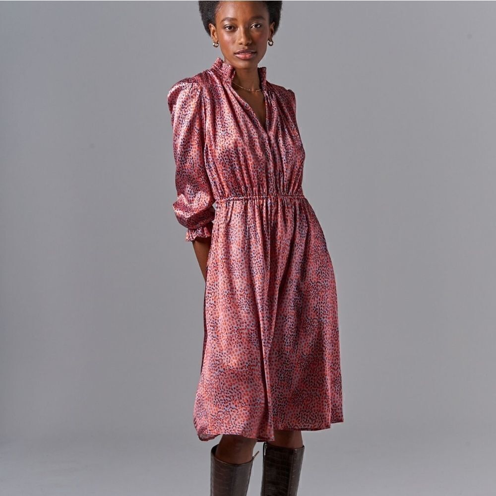 Tucker Stella Dress Paloma Spots Smocked Mock Neck
